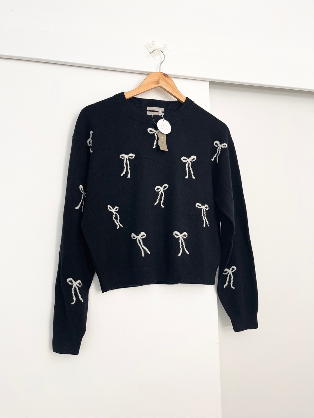NWT J.Crew 100% Cashmere Bow Pullover Sweater Size Small